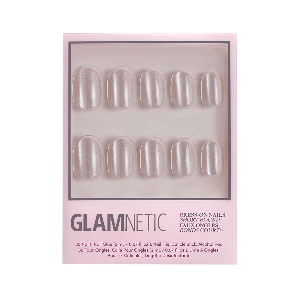 GLAMnetic Press-On Nails — Sheer Pearl Pink Short Round